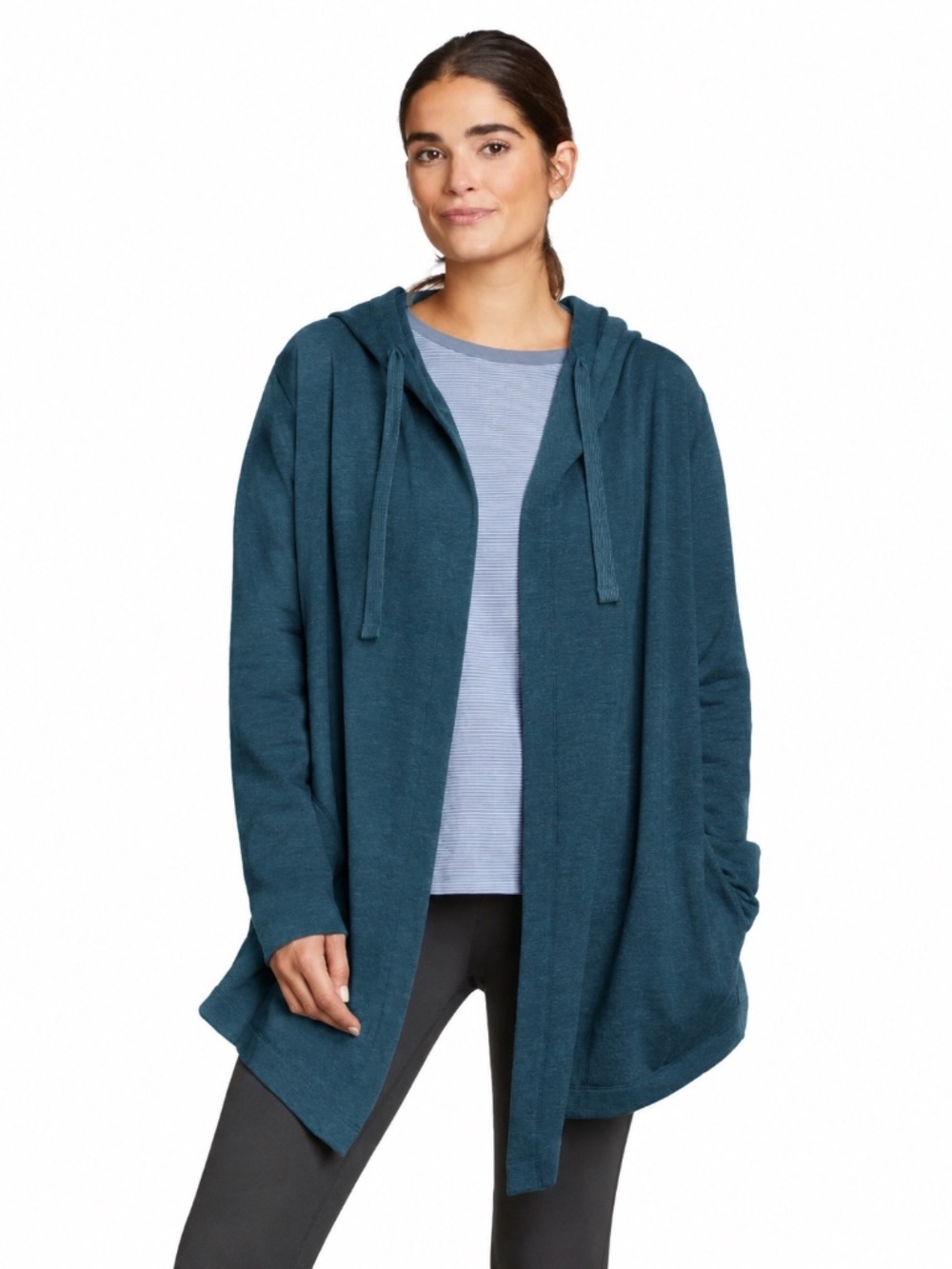 Eddie Bauer | Women's Fleece Camp Hoodie Wrap | Size L | Dark Teal Blue